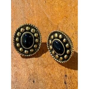 MFA Earrings Womens OS Stud Earrings Gold Black Vintage Museum Of Fine‎ Arts